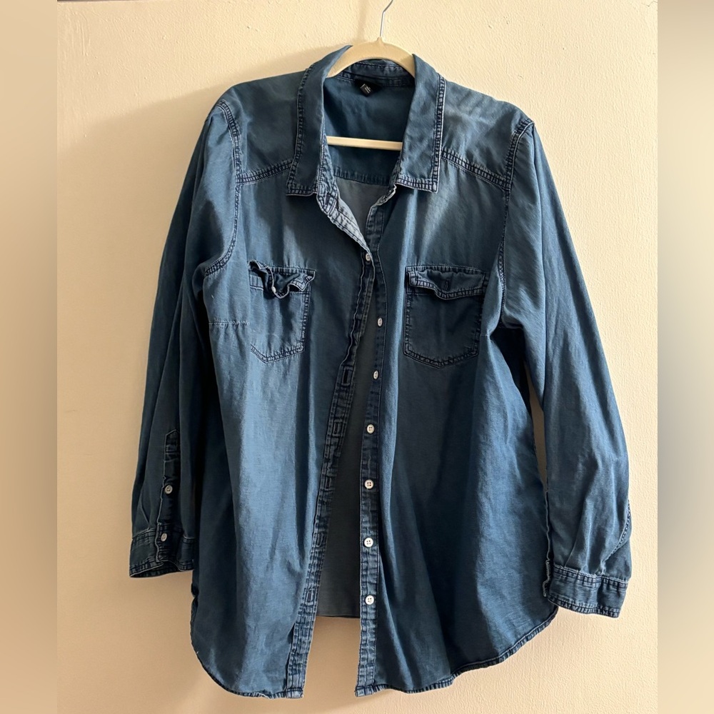 Denim Blue Women's Button-Up Shirt